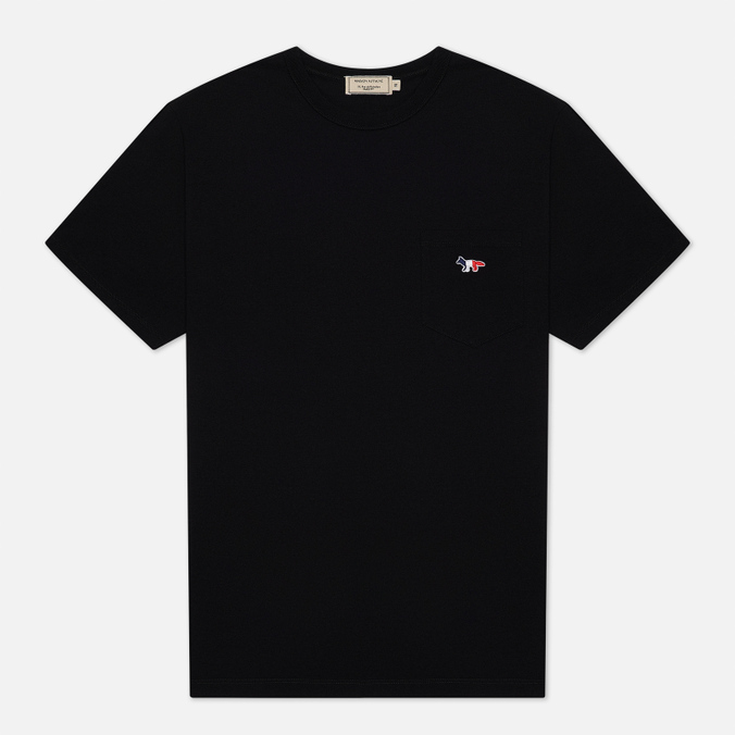 Мужская футболка Maison Kitsune, цвет чёрный, размер M FM00120KJ0010-P199 Tricolor Fox Patch - фото 1