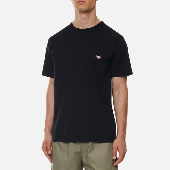 Мужская футболка Maison Kitsune Tricolor Fox Patch Black