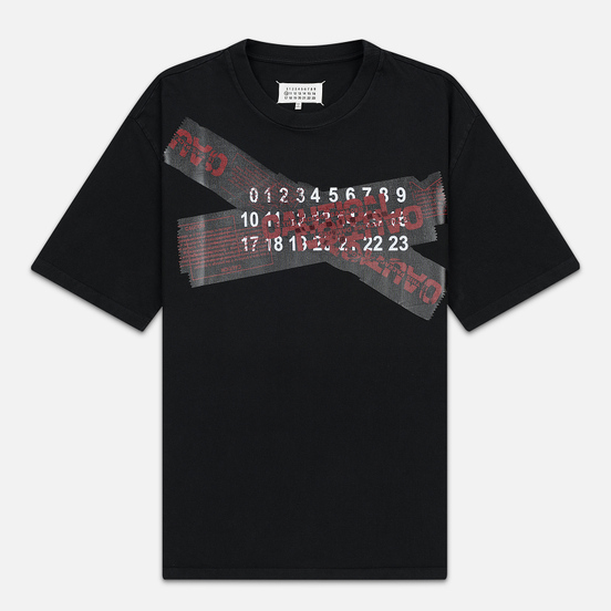 Мужская футболка Maison Margiela Caution Logo Print Oversized Black