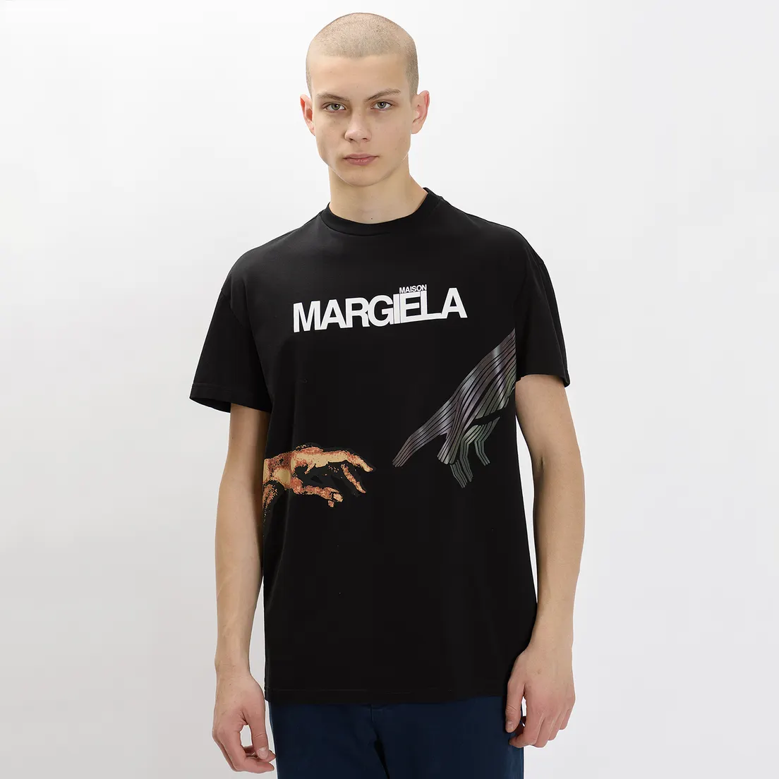 Maison Margiela Мужская футболка Printed Logo And Hands
