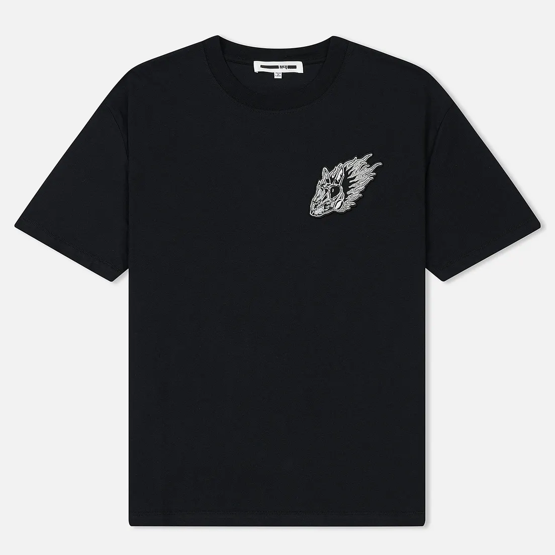 McQ Alexander McQueen Мужская футболка Dropped Shoulder Flaming Skeleton