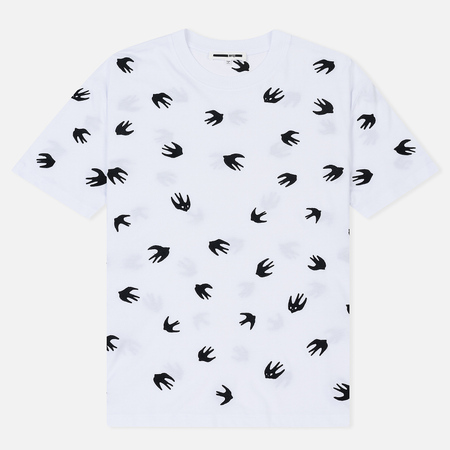 Мужская футболка McQ Alexander McQueen Dropped Shoulder Small Swallow Optic White