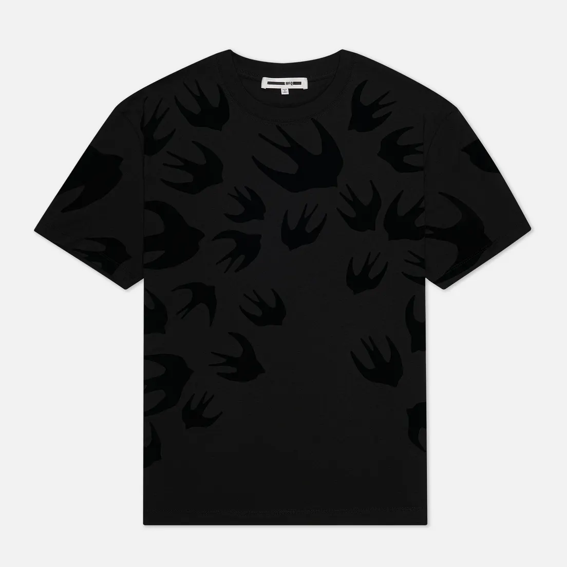 McQ Alexander McQueen Мужская футболка Dropped Shoulder Swallow Flocked