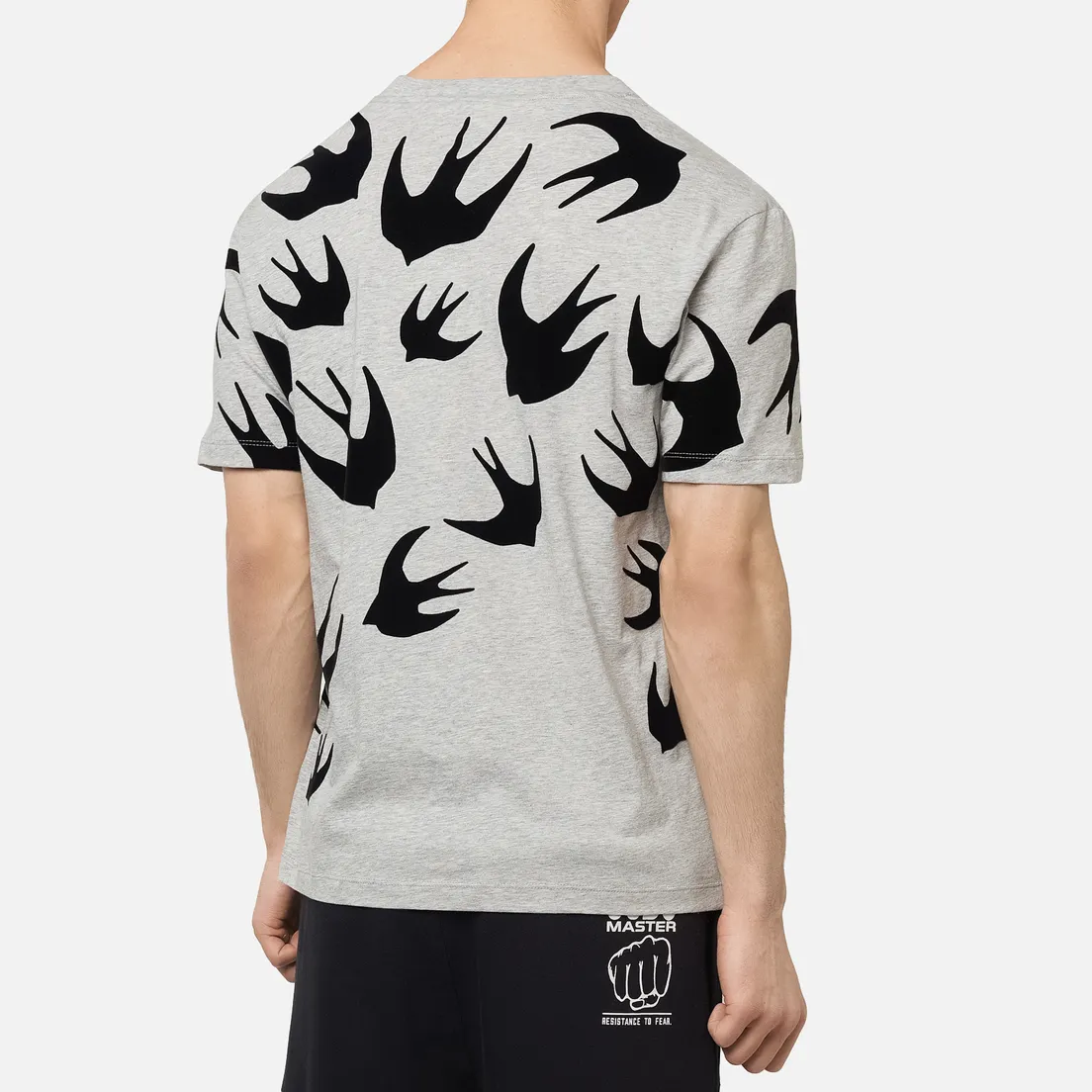 McQ Alexander McQueen Мужская футболка Dropped Shoulder Swallow Flocked