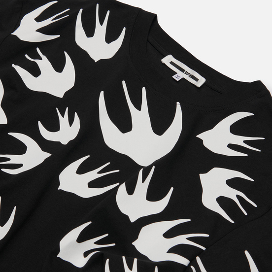 Мужская футболка McQ Alexander McQueen Dropped Shoulder Swallow Swarm Darkest Black