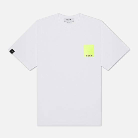 Мужская футболка MSGM Fluo Framis Logo Optical White