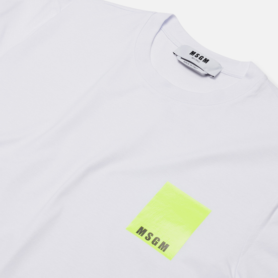 Мужская футболка MSGM Fluo Framis Logo Optical White