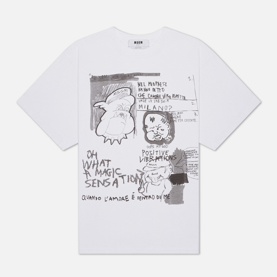 Мужская футболка MSGM Graffiti Print Optical White