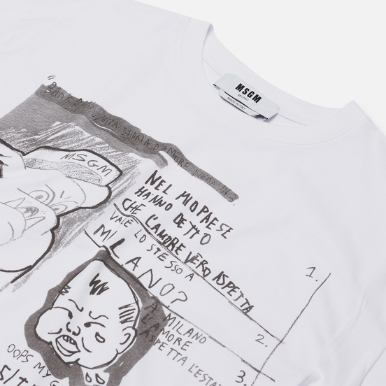 Мужская футболка MSGM Graffiti Print Optical White
