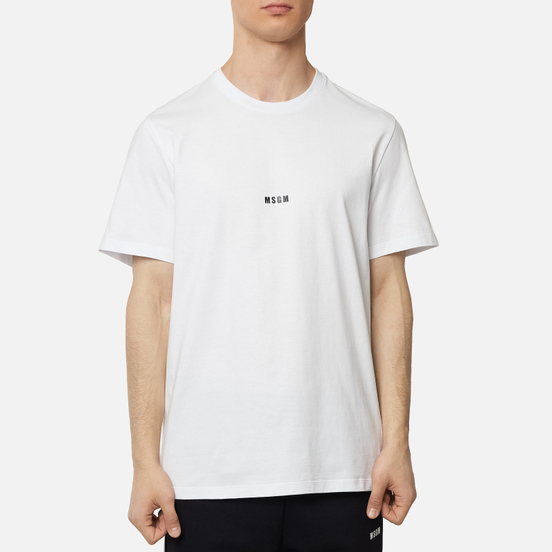 Мужская футболка MSGM Micro Logo Print MSGM White