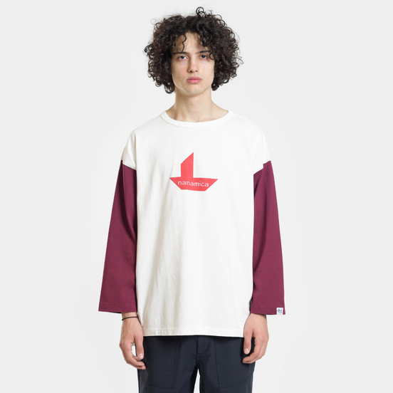 Мужская футболка Nanamica Nanamican Baseball Off White/Red