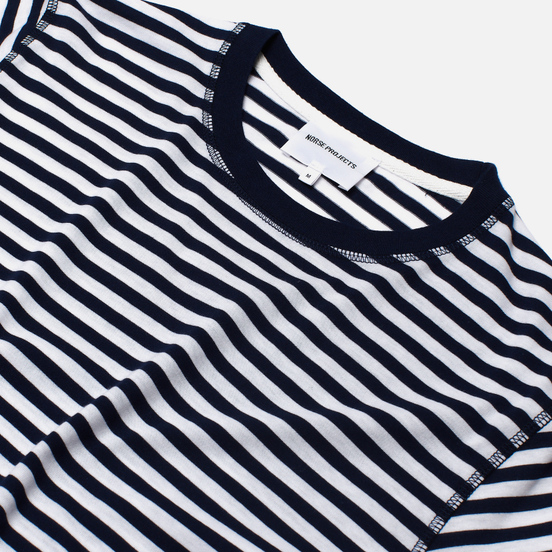 Мужская футболка Norse Projects Niels Classic Stripe Dark Navy/White