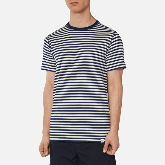 Мужская футболка Norse Projects Niels Classic Stripe Dark Navy/White