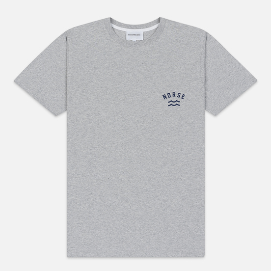 Мужская футболка Norse Projects Niels Ivy Wave Logo Light Grey Melange
