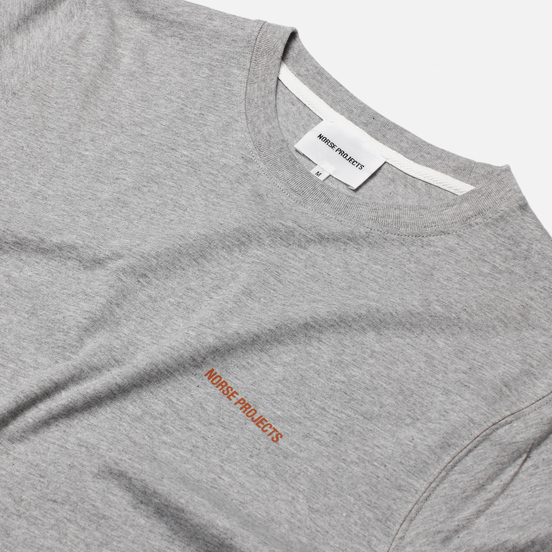 Мужская футболка Norse Projects Niels Norse Projects Logo Light Grey Melange