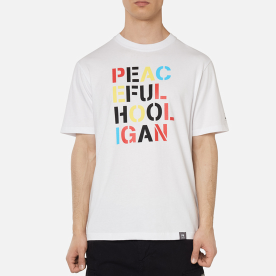 Мужская футболка Peaceful Hooligan Stencil White