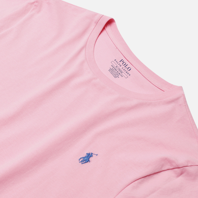 Мужская футболка Polo Ralph Lauren, цвет розовый, размер S 710-671438-145 Classic Crew Neck 26/1 Jersey - фото 2