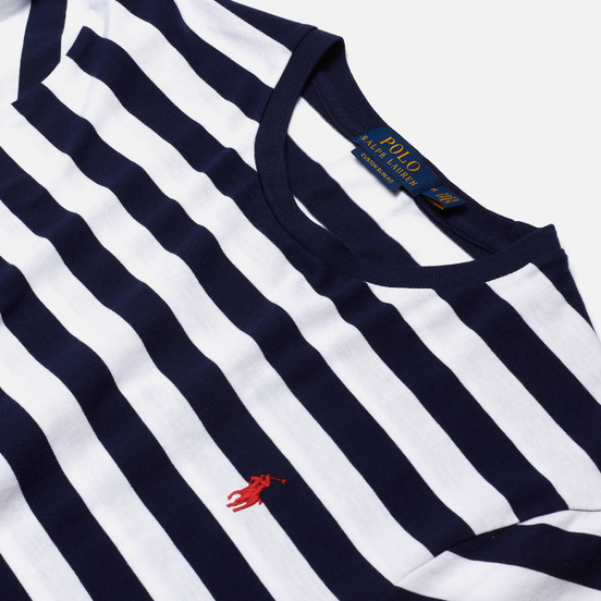 Мужская футболка Polo Ralph Lauren Classic Fit Striped Washed Cotton French Navy/White