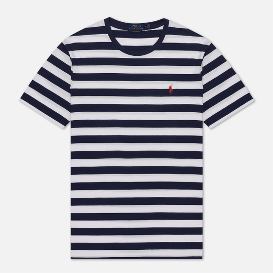 Мужская футболка Polo Ralph Lauren Classic Fit Striped Washed Cotton French Navy/White