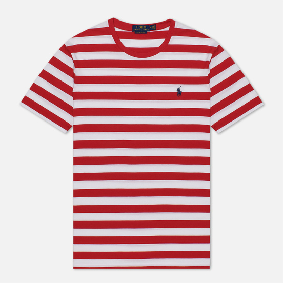 Мужская футболка Polo Ralph Lauren Classic Fit Striped Washed Cotton Red/White
