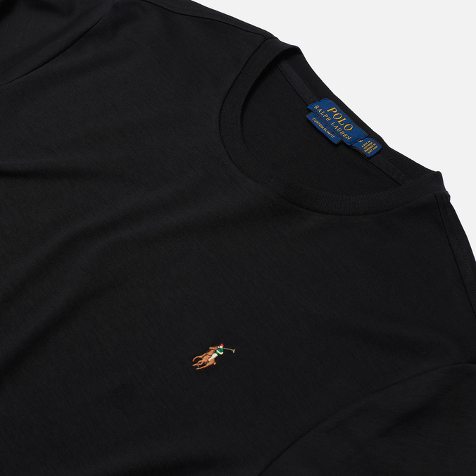 Мужская футболка Polo Ralph Lauren, цвет чёрный, размер XXL 710-740727-001 Custom Slim Fit Interlock - фото 2