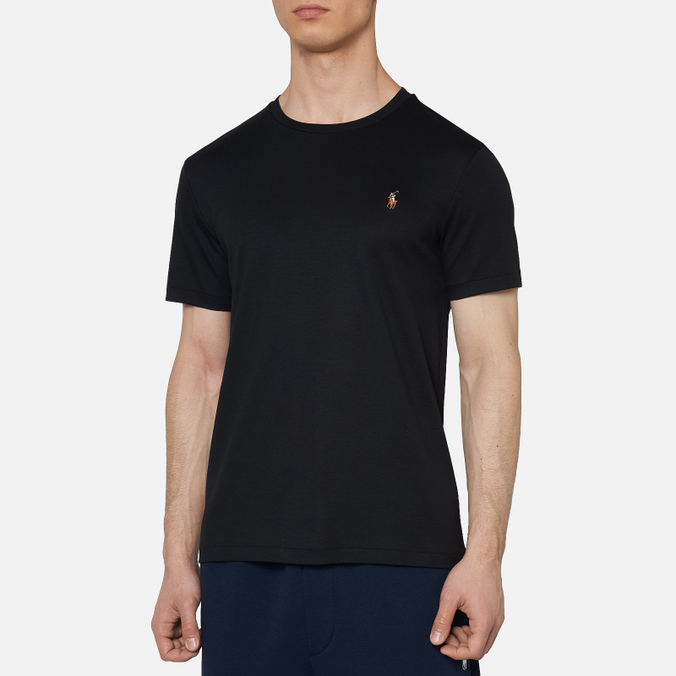 Мужская футболка Polo Ralph Lauren, цвет чёрный, размер XXL 710-740727-001 Custom Slim Fit Interlock - фото 3