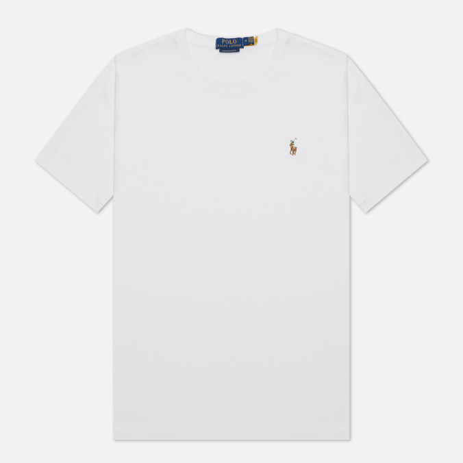 Мужская футболка Polo Ralph Lauren, цвет белый, размер XXL 710-740727-002 Custom Slim Fit Interlock - фото 1