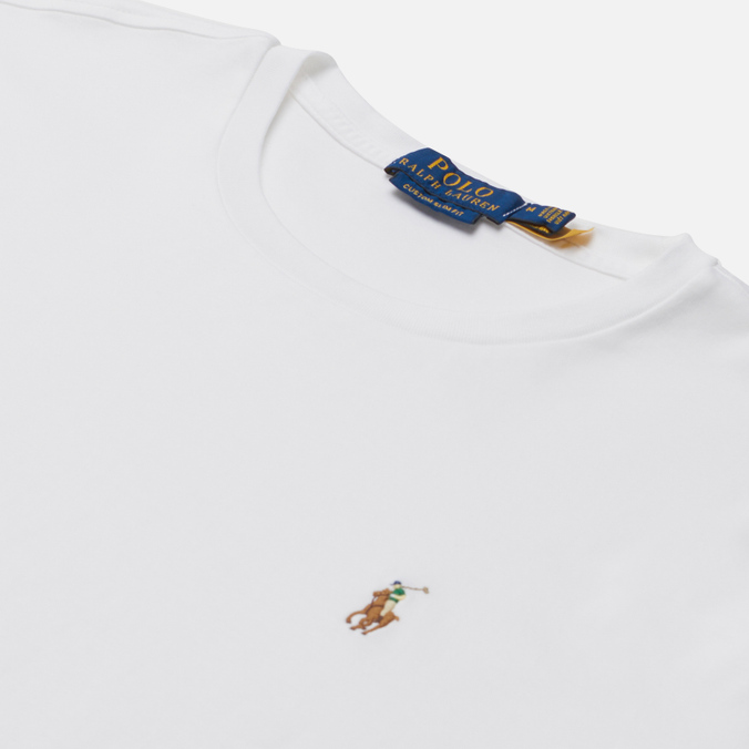 Мужская футболка Polo Ralph Lauren, цвет белый, размер XXL 710-740727-002 Custom Slim Fit Interlock - фото 2