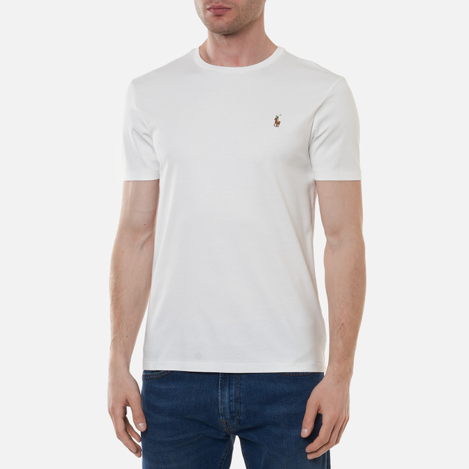Мужская футболка Polo Ralph Lauren, цвет белый, размер XXL 710-740727-002 Custom Slim Fit Interlock - фото 3