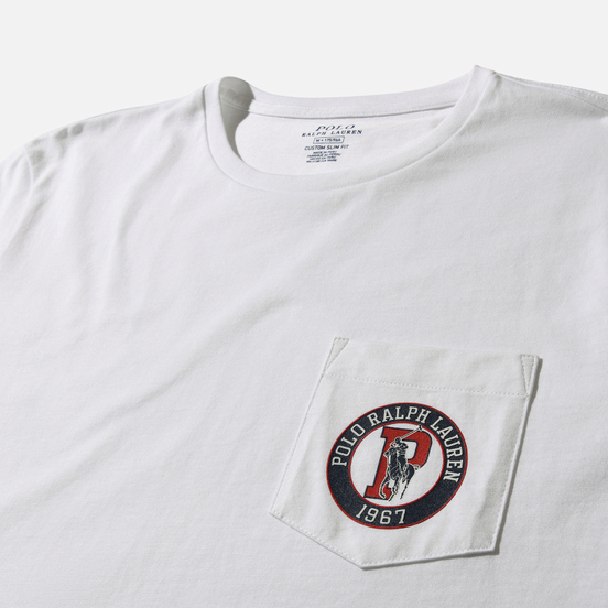Мужская футболка Polo Ralph Lauren Print Big Pony & P Pocket White