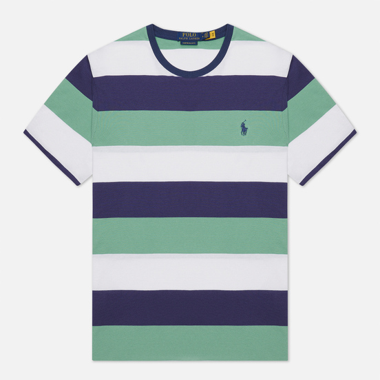 Мужская футболка Polo Ralph Lauren Three Strips Logo Polo Pony Haven Green/Multicolor