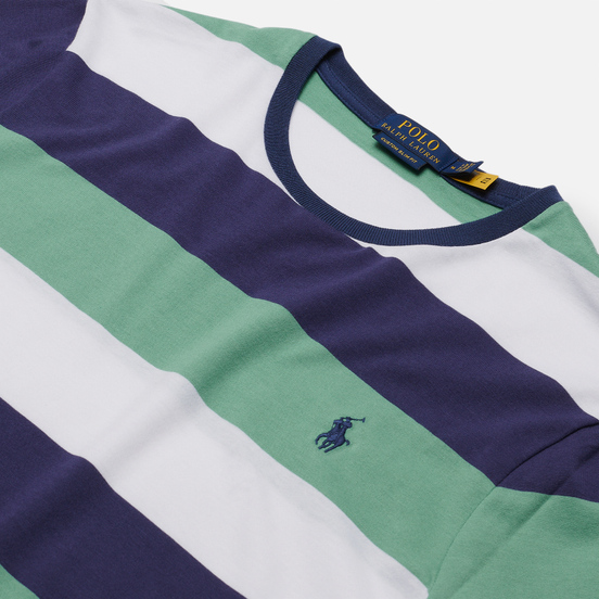Мужская футболка Polo Ralph Lauren Three Strips Logo Polo Pony Haven Green/Multicolor