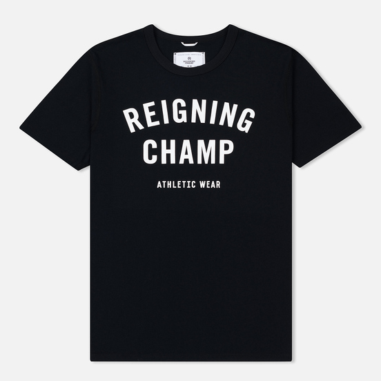 Мужская футболка Reigning Champ Knit Cotton Jersey Gym Logo Black/White