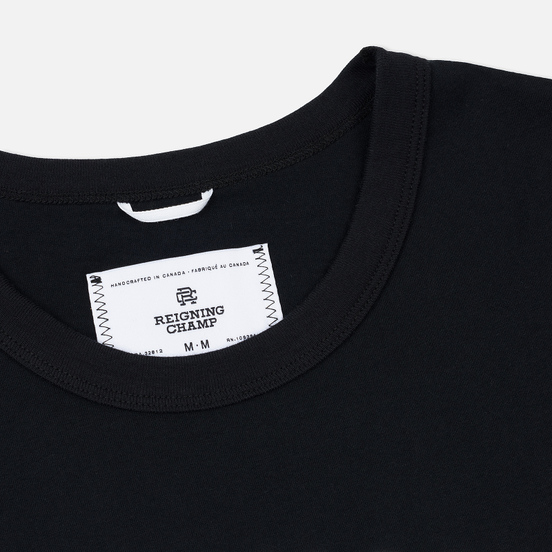 Мужская футболка Reigning Champ Knit Cotton Jersey Gym Logo Black/White