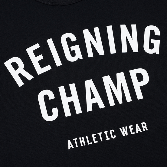 Мужская футболка Reigning Champ Knit Cotton Jersey Gym Logo Black/White