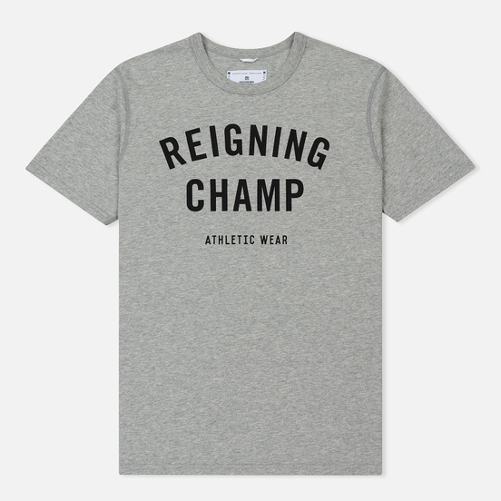 Мужская футболка Reigning Champ Knit Cotton Jersey Gym Logo Heather Grey/Black