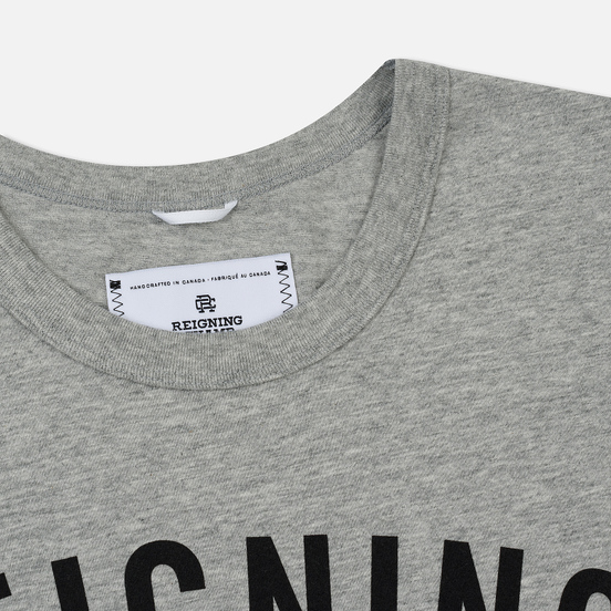 Мужская футболка Reigning Champ Knit Cotton Jersey Gym Logo Heather Grey/Black