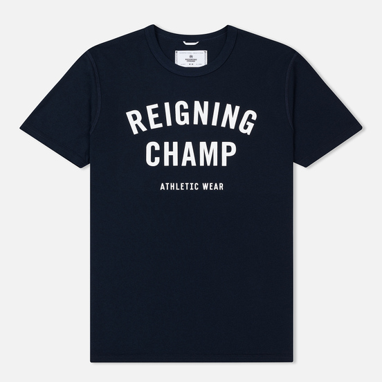 Мужская футболка Reigning Champ Knit Cotton Jersey Gym Logo Navy/White