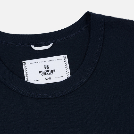 Мужская футболка Reigning Champ Knit Cotton Jersey Gym Logo Navy/White