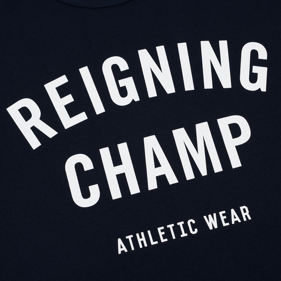 Мужская футболка Reigning Champ Knit Cotton Jersey Gym Logo Navy/White