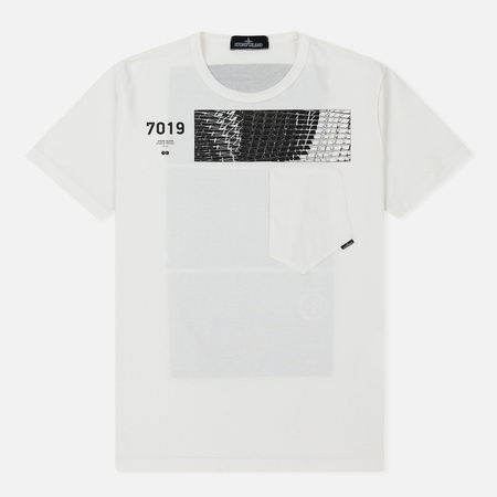 Мужская футболка Stone Island Shadow Project Geometric Print Front Natural White