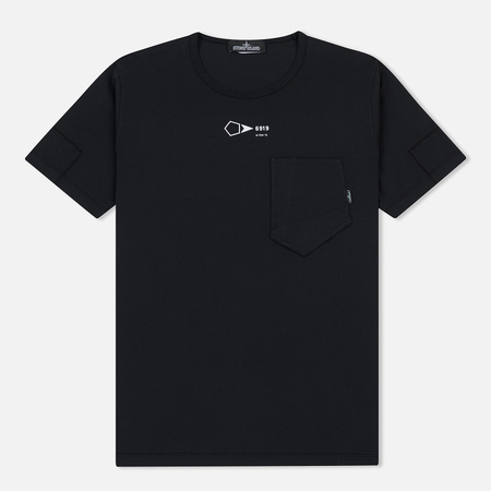 Мужская футболка Stone Island Shadow Project Printed Catch Pocket Garment Dyed Black