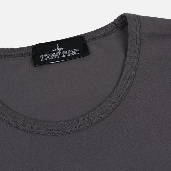 Мужская футболка Stone Island Shadow Project Printed Catch Pocket Garment Dyed Dark Grey