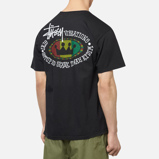 Мужская футболка Stussy Rasta Oval Pigment Dyed Black