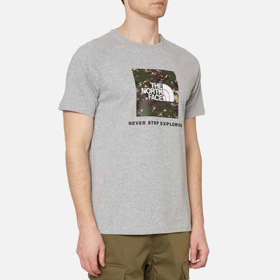 Мужская футболка The North Face SS Rag Red Box TNF Light Grey Heather/English Green