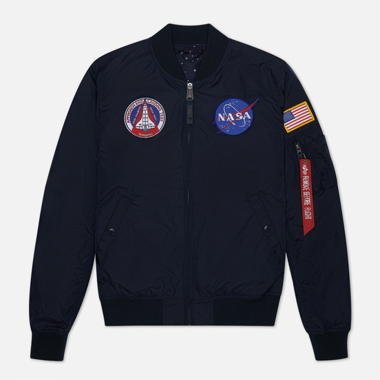 Мужская куртка бомбер Alpha Industries MA-1 TT NASA Reversible II Replica Blue