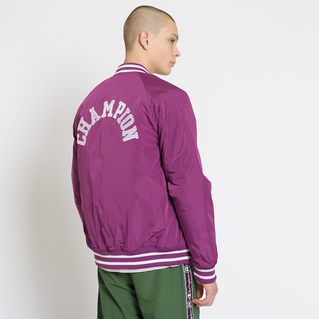 Champion Reverse Weave Мужская куртка бомбер Satin Logo Backside