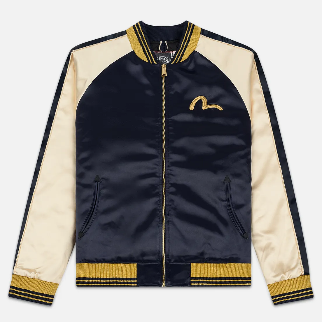 Evisu Мужская куртка бомбер Digital Print Wave Carp Applique Souvenir