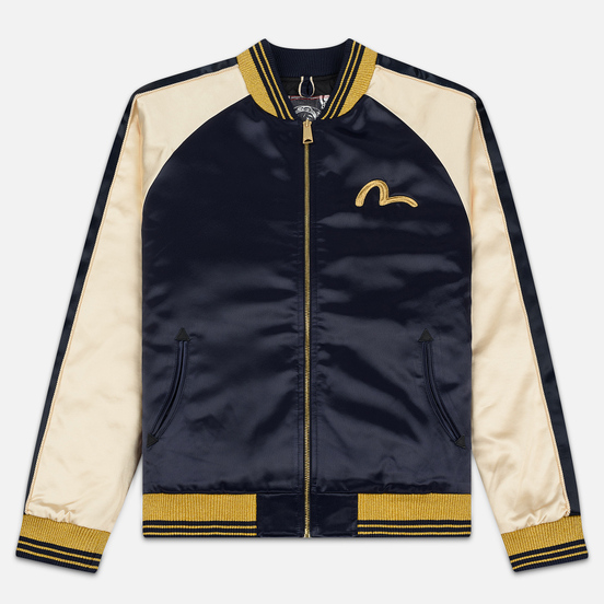Мужская куртка бомбер Evisu Digital Print Wave Carp Applique Souvenir Dark Navy