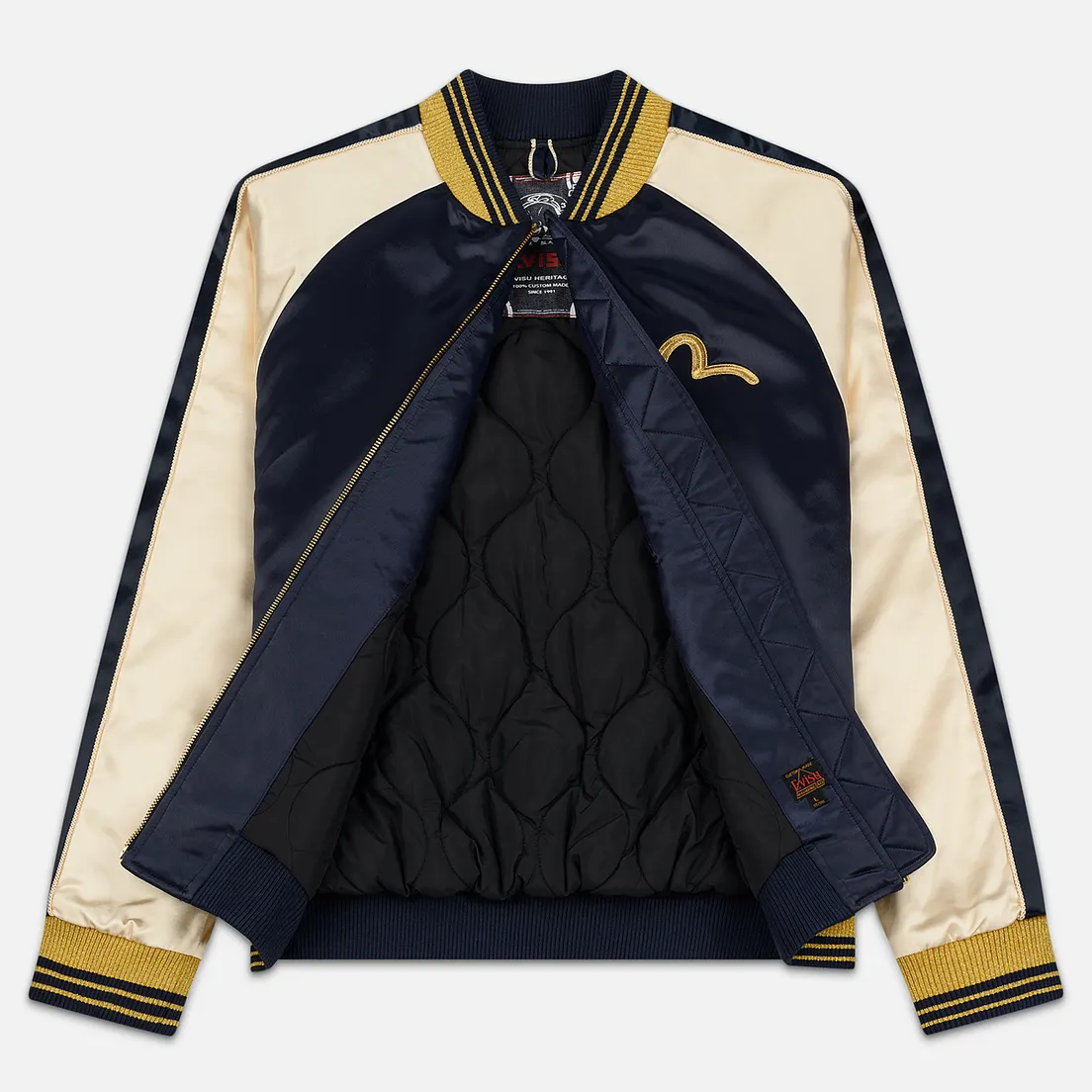 Evisu Мужская куртка бомбер Digital Print Wave Carp Applique Souvenir